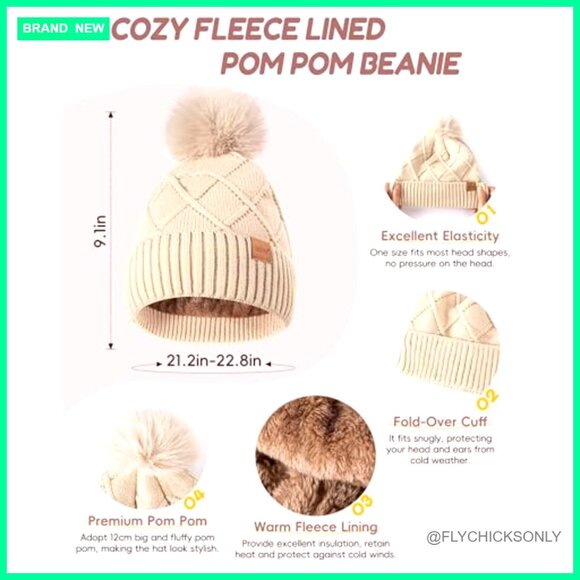 Winter Hat Scarf Gloves Headband Set, Touchscreen Gloves, Fleece Lined Beanie main image 7